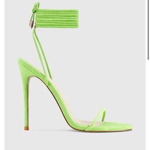 Femme LA Barely There Lace Up Heel in Lime